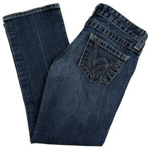 bebe Low Rise Cropped Denim Blue Jeans Contrast Cuff Y2K Women’s 28